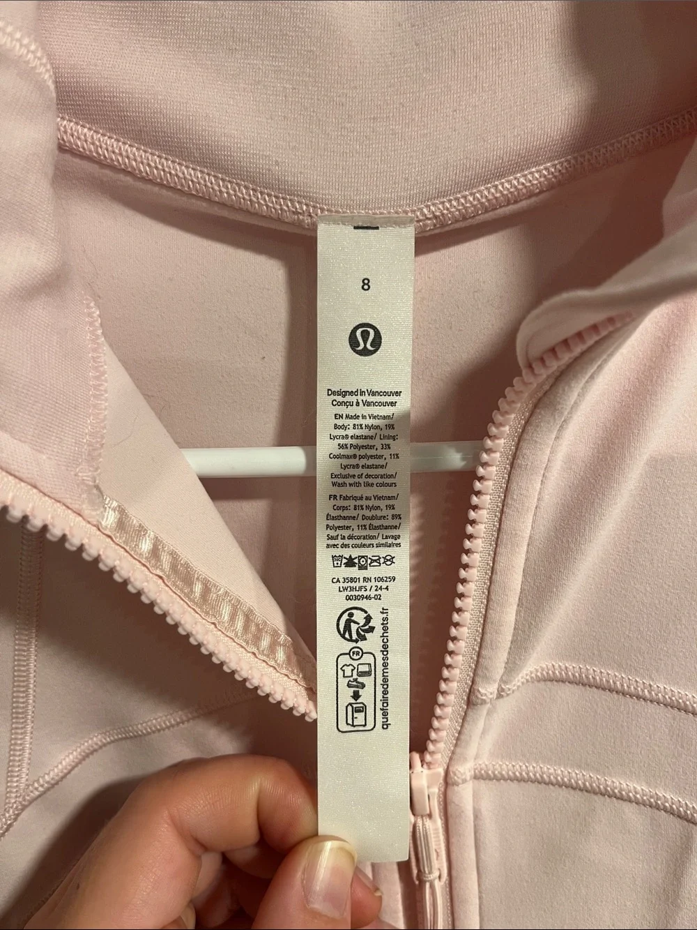 Lululemon Define Cropped Zip Up Jacket in Pink Size 8